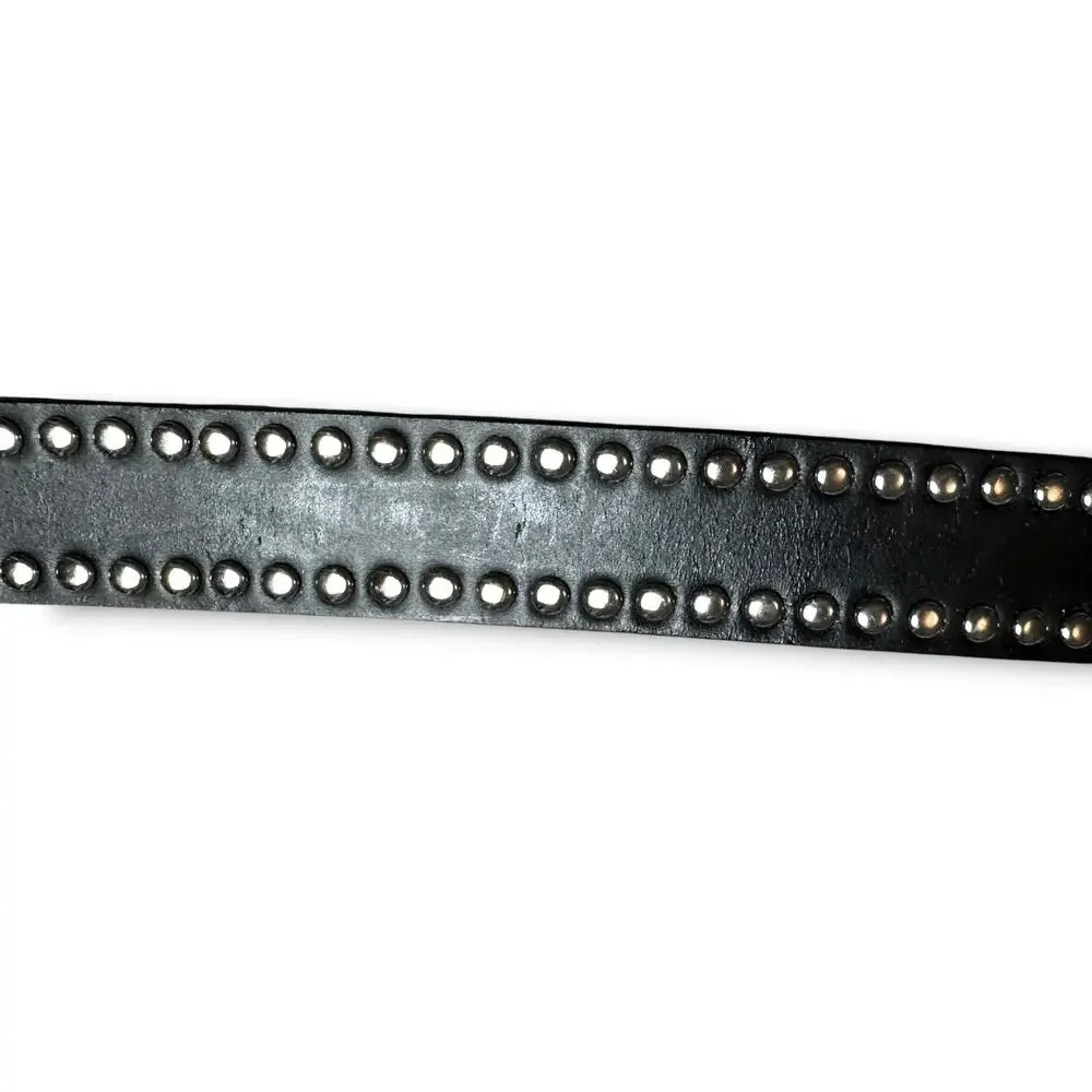 Vintage 90s Y2K Harley Davidson Studded Black Leather Belt Biker Sz 30